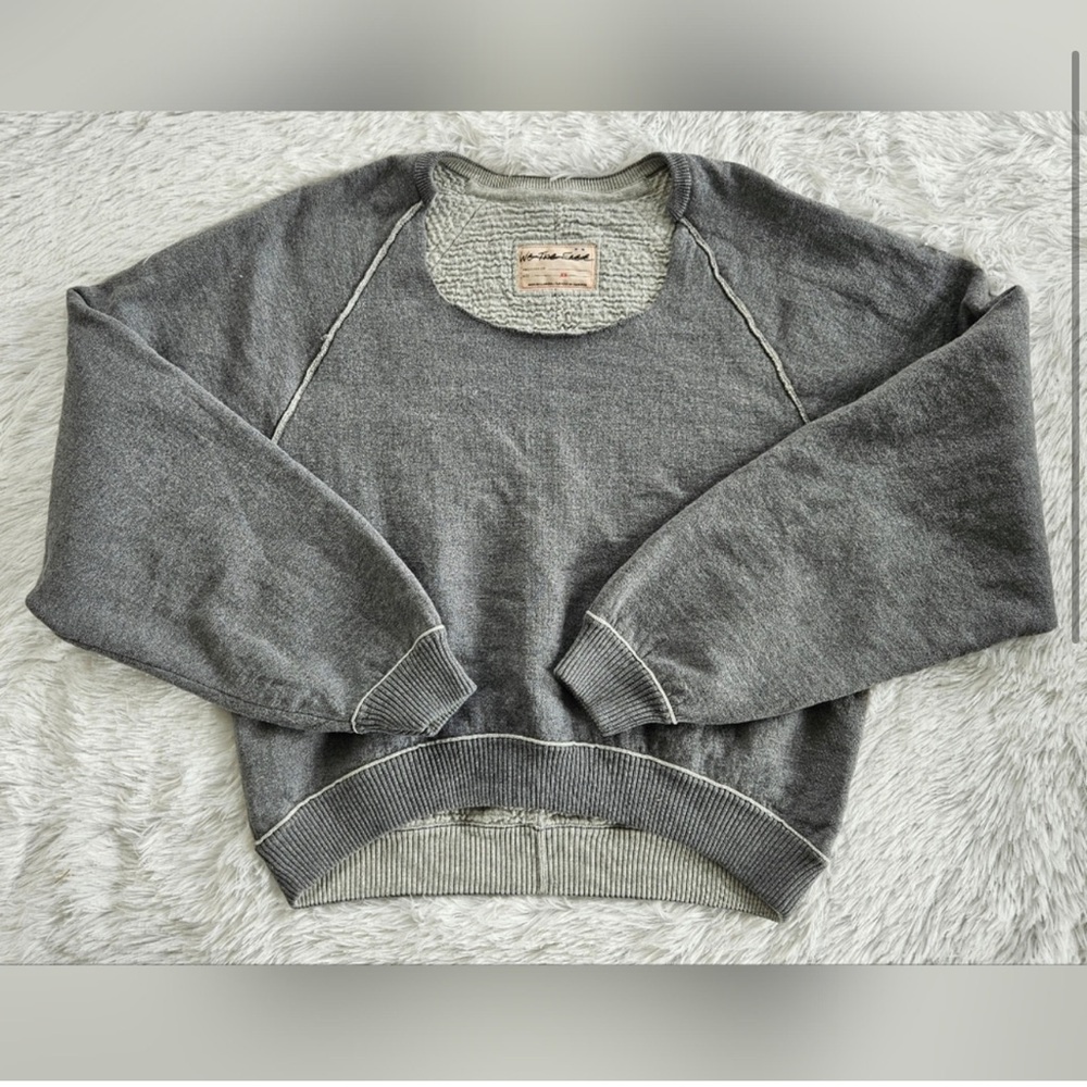 We The Free Gray Pullover Sweatshirt with Contrast Stitching - Picture 3 of 4